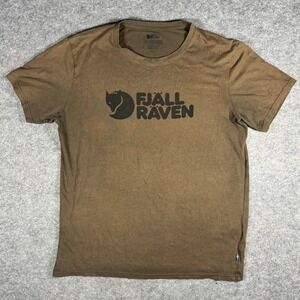 Fjallraven T Shirt Mens Large Brown Logo Outdoor Casual Short Sleeve Hiking